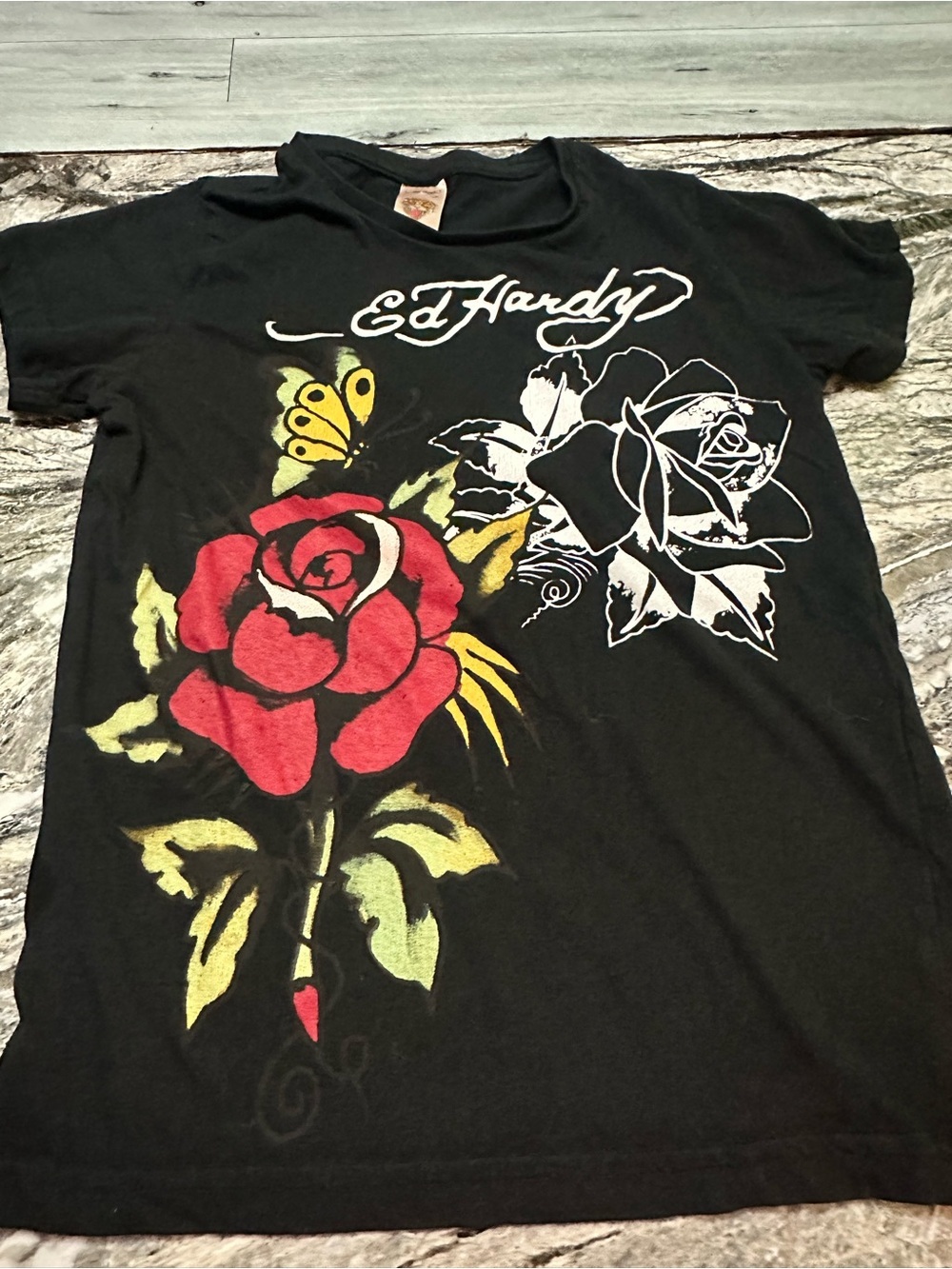 Ed Hardy Black Kids Tee with Multicolor Tiger Head Size 7 - Picture 4 of 7
